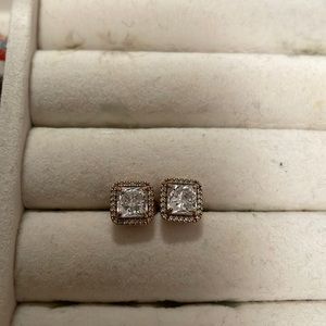 Pandora Square Sparkle Halo Stud Earrings
